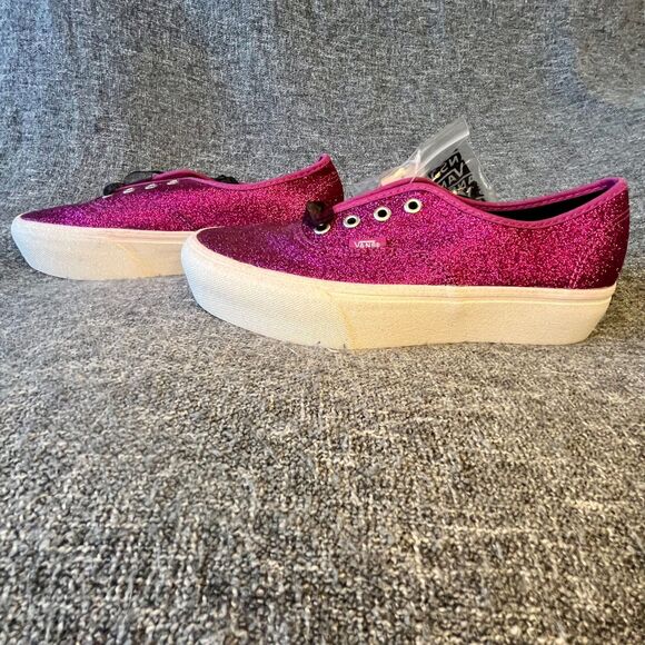 Vans Authentic Platform Glitter Wild Aster True White Pink Womens 8.5 Sneakers - Picture 6 of 12